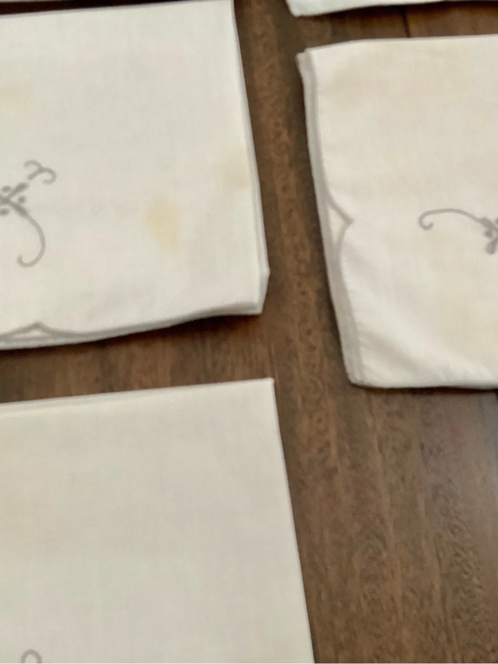 MCM Vintage Linen Embroidered Scalloped Napkins Set - 11 Dinner & 6 Cocktail